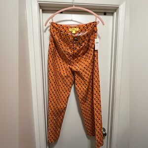Maeve Orange Patterned Cropped Pants